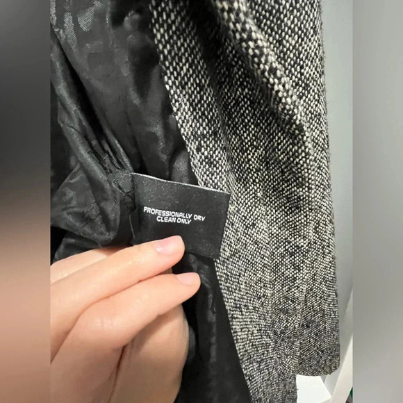 Vintage Guess Los Angeles black & white zip Pea Coat lined wool blend large - Picture 10 of 12